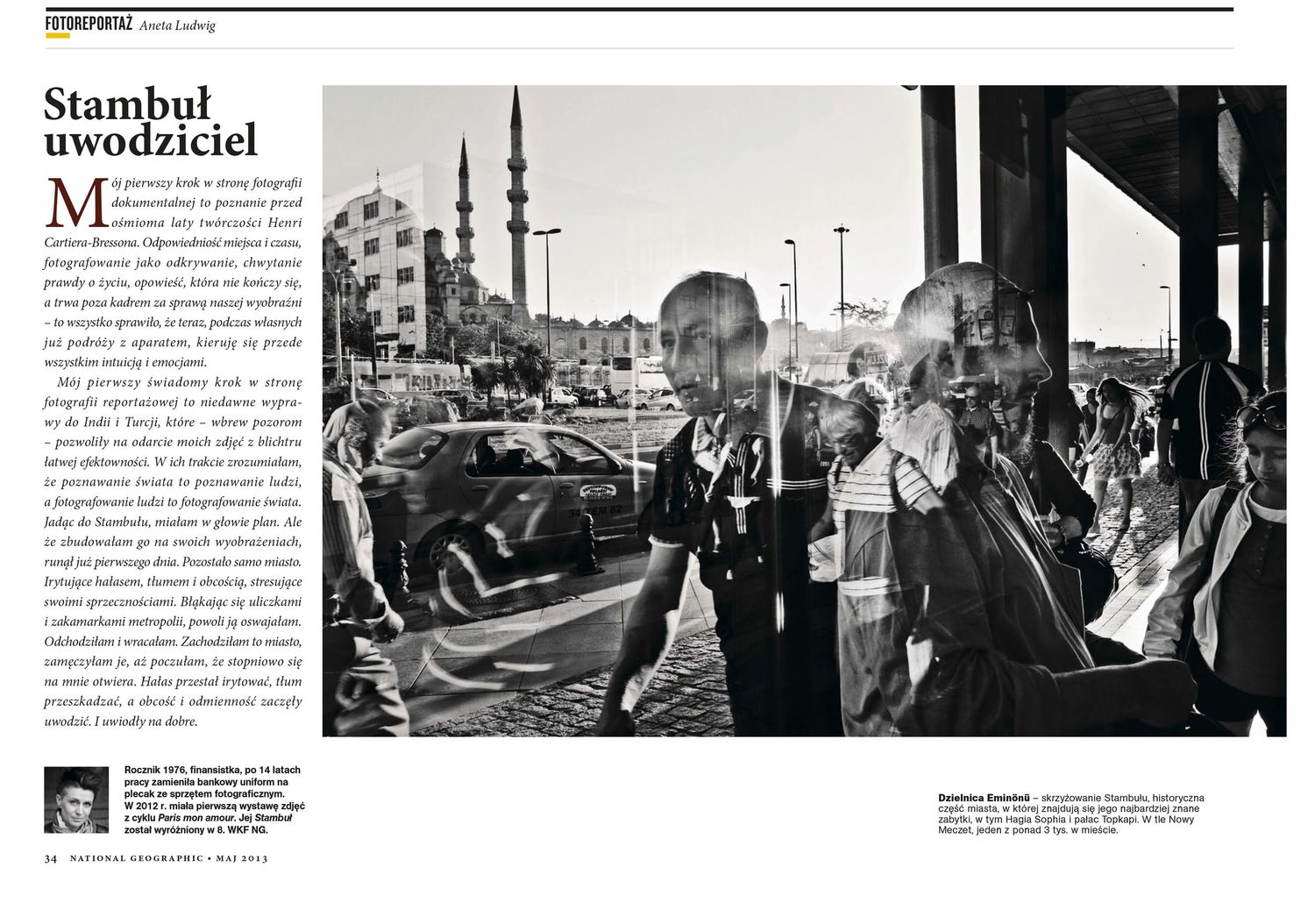 Artykuł „Stambuł uwodziciel” opublikowany w magazynie National Geographic z czarno-białym fotoreportażem autorstwa Anety Ludwig.