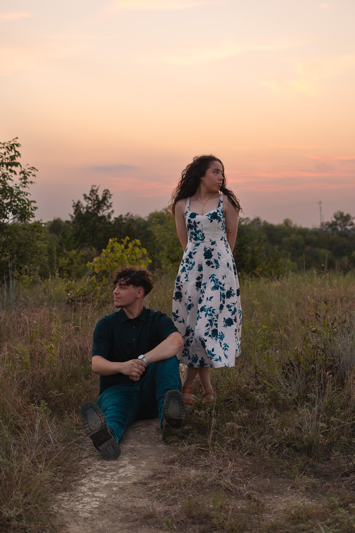 Alyssa S. Creative dreamy sunset couples session. Fort Worth, Texas.
