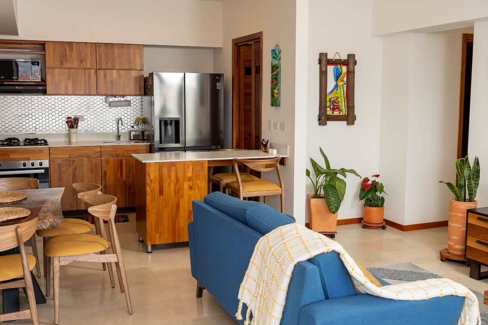 Cozy living room in Medellin Airbnb, beautifully captured by Andrew Shainker for professional property photography.