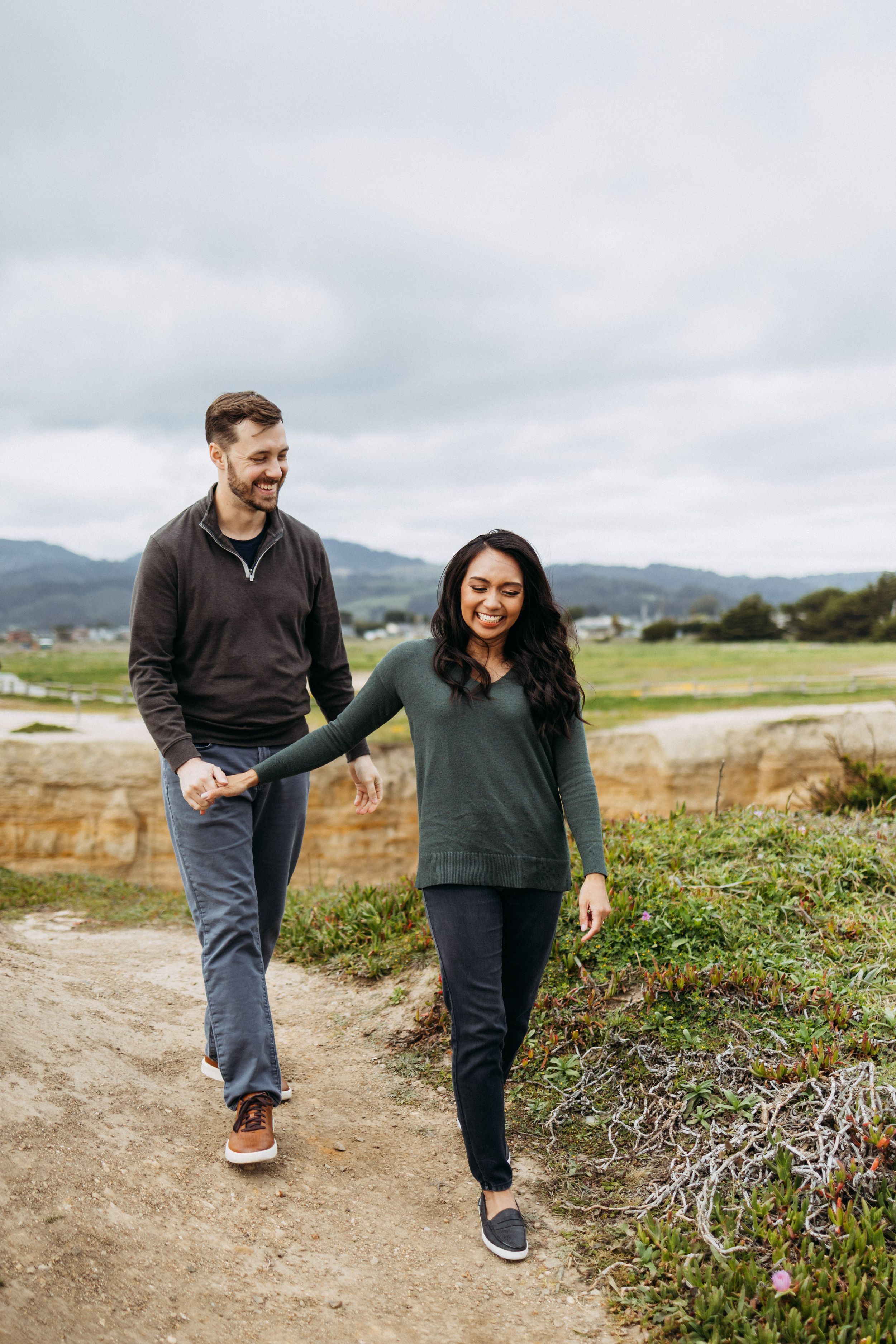 Half Moon Bay cliffside engagement photo