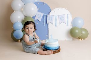 Baby boy's 1st birthday cake smash photos in Menifee.