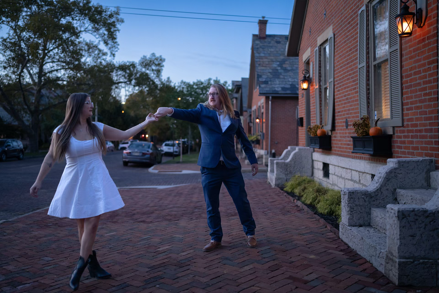 outdoor German Village Engagement Photos