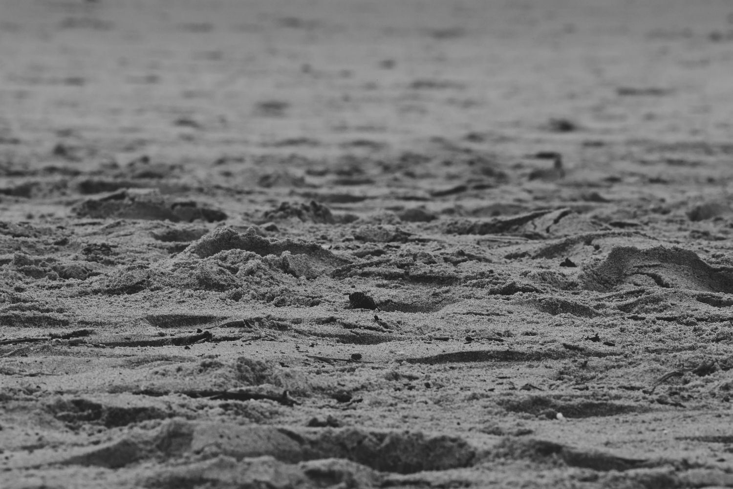Textured sandy beach surface in black and white.