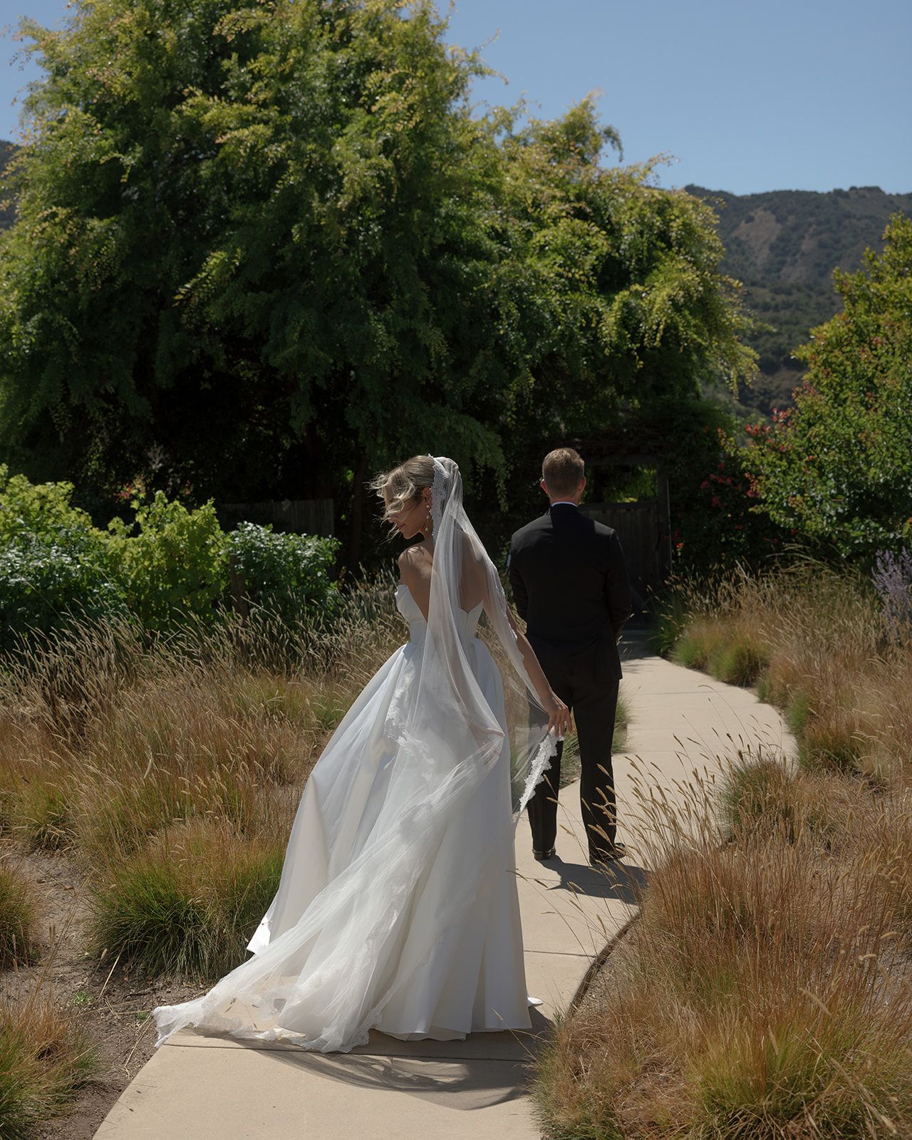 First look with bride and groom at Bernardus Lodge Carmel Valley