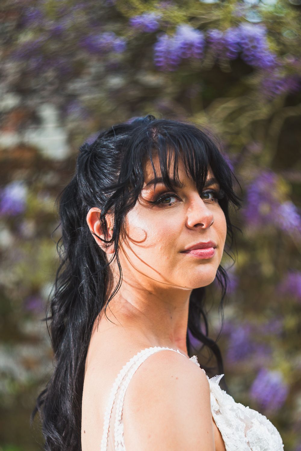 bridal model- coastal bridal in heligan gardens cornwall