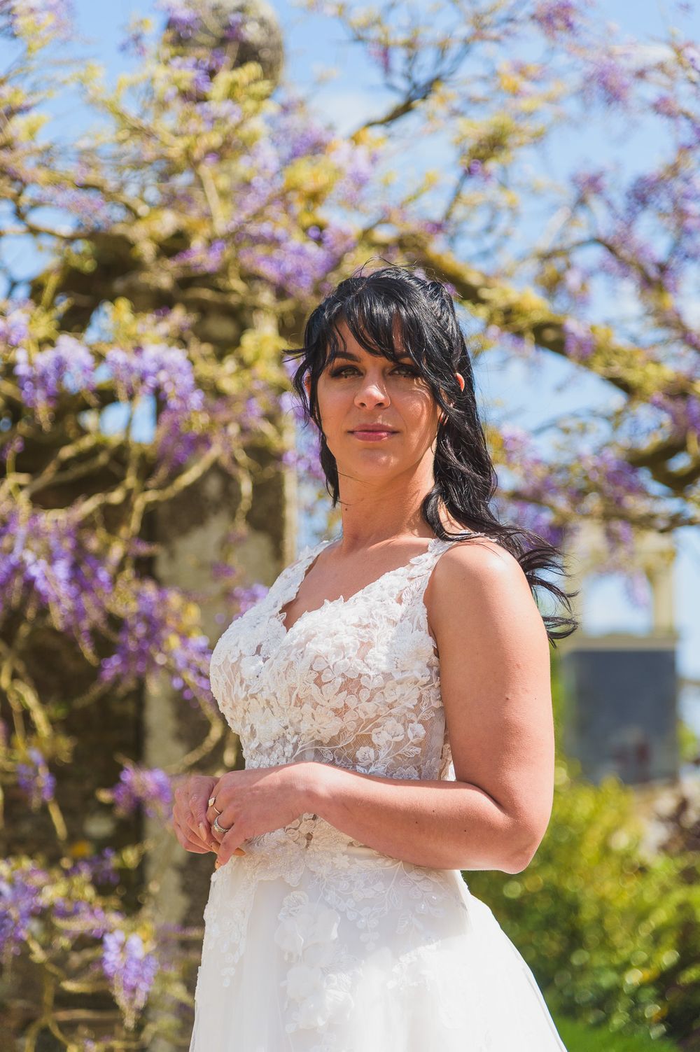 bridal model- coastal bridal in heligan gardens cornwall