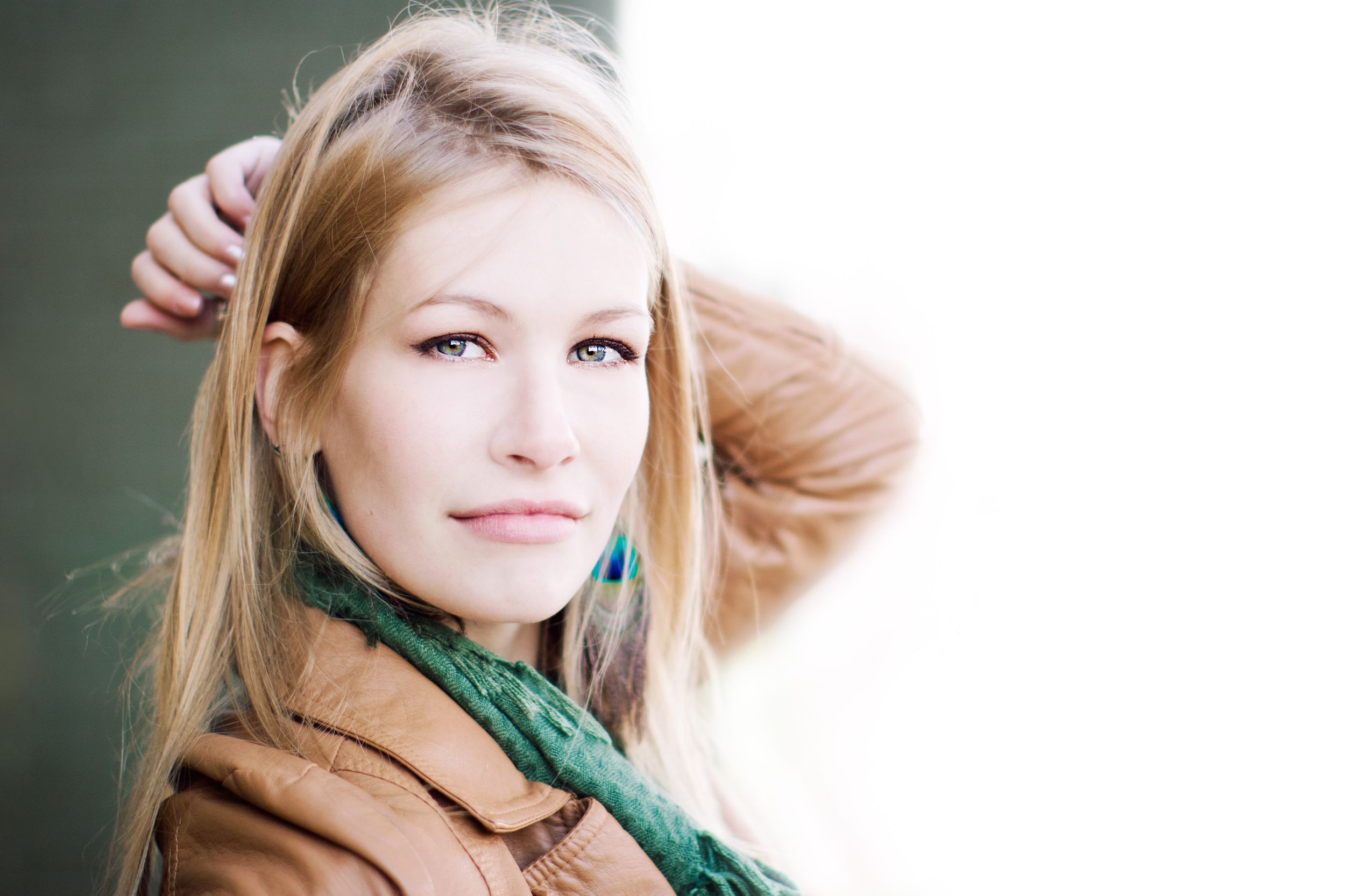 High school senior girl; modern senior portrait session downtown by Brighton, Michigan photographer