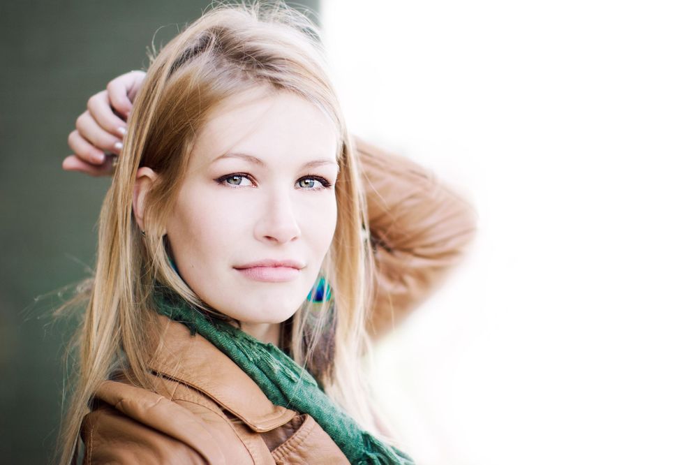 High school senior girl; modern senior portrait session downtown by Brighton, Michigan photographer