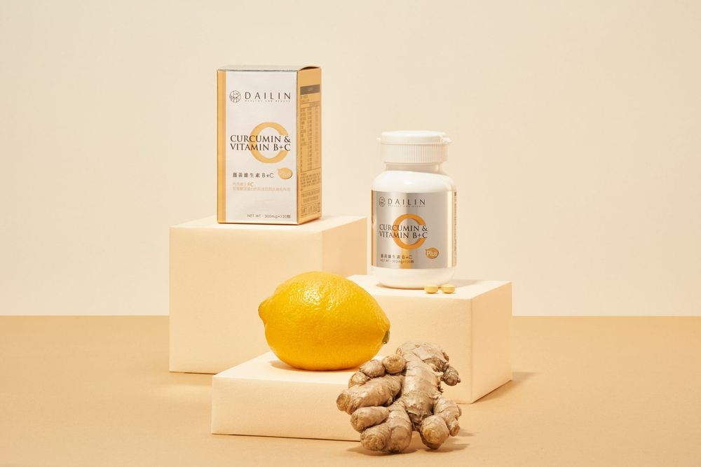 Minimalist product photography series featuring spices, citrus, and packaged goods on a warm beige background.
