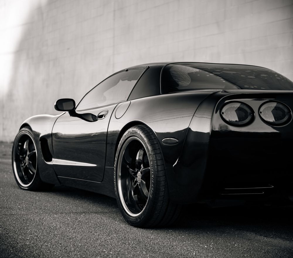 Black and white corvette photo edit