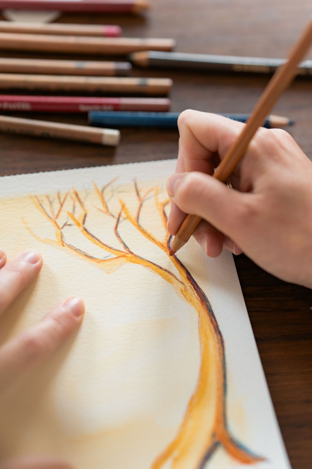 Illustratrice dessinent lors d'un reportage métier