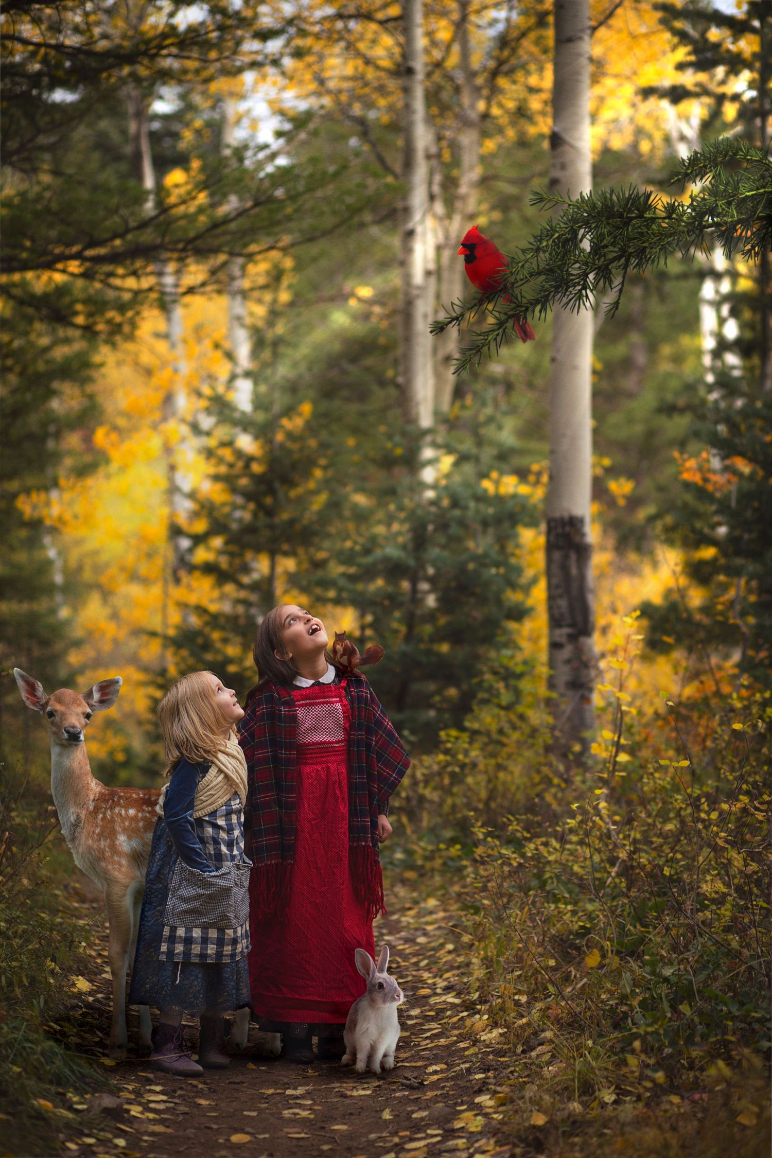 American Fork Canyon Utah snow white and rose red photoshoot fall colors