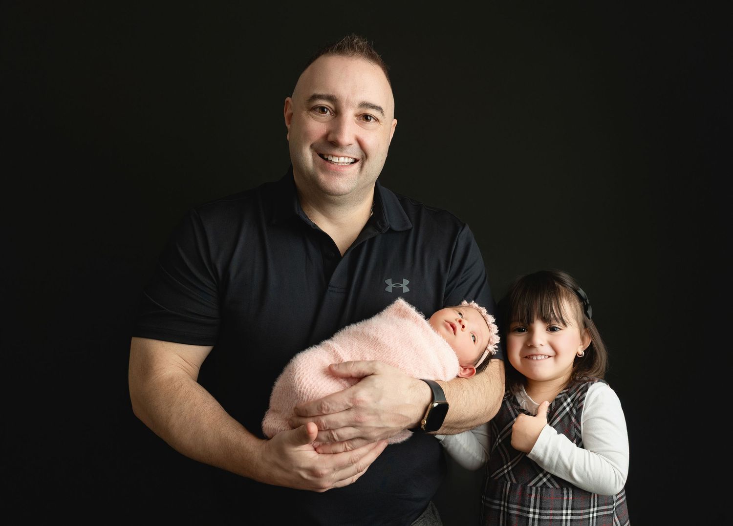 Dad with his girls. Greenville newborn photographer, Easley newborn photographer, Upstate newborn photographer, Greenville newborn