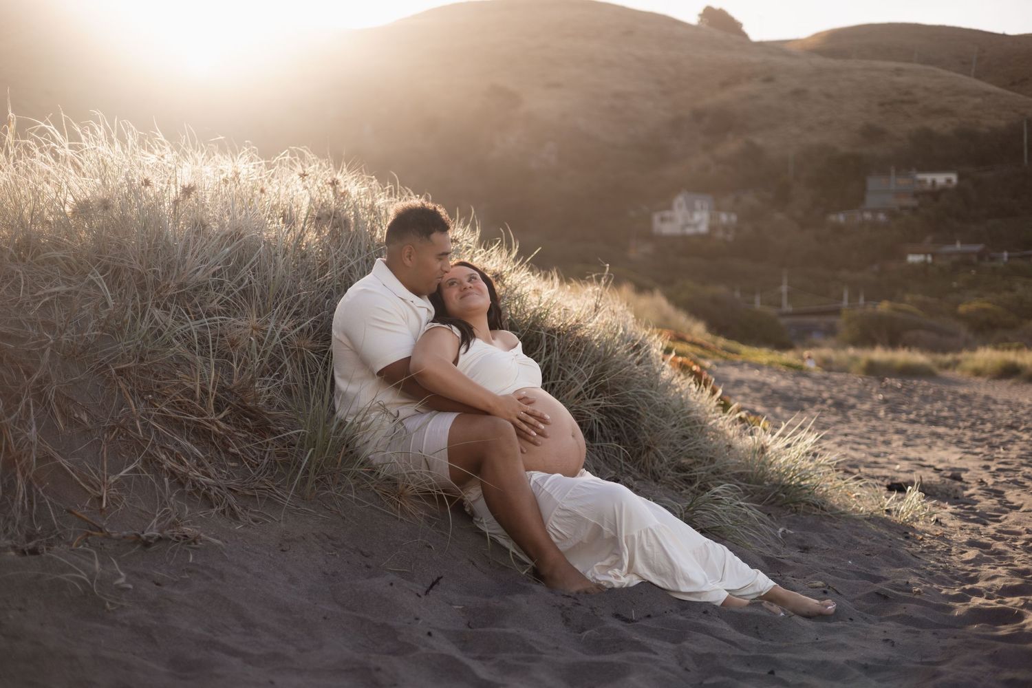 Couples maternity session at Taylors mistake beach in Christchurch