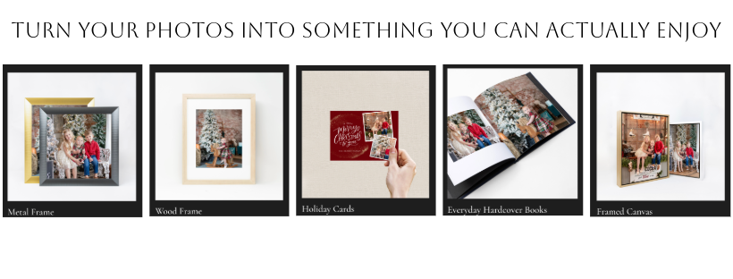 : Cincinnati photographer Christmas mini sessions 2026 offer prints, albums, cards, wall art and gifts for families.