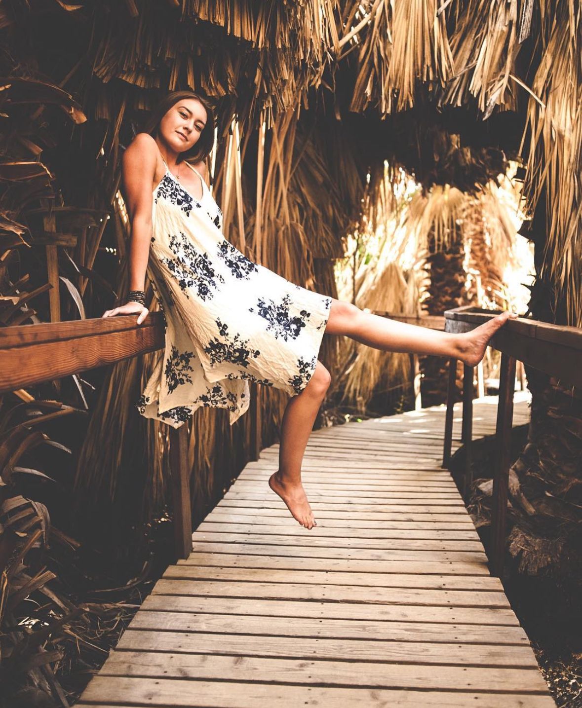 Palm Springs senior photo palm trees, casual editorial senior photographer, Coachella valley preserve