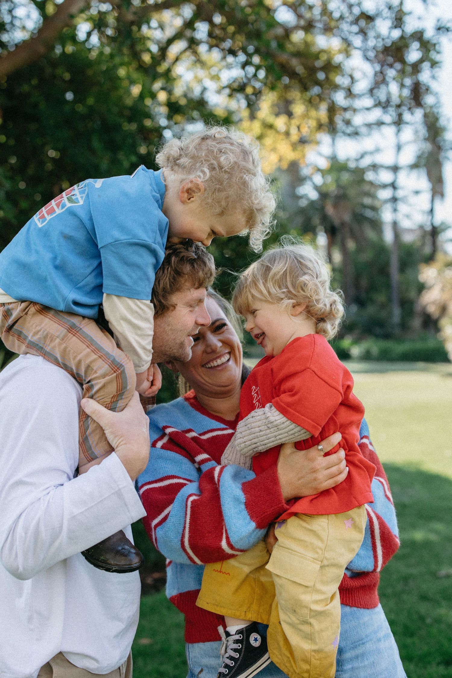 family playing outside