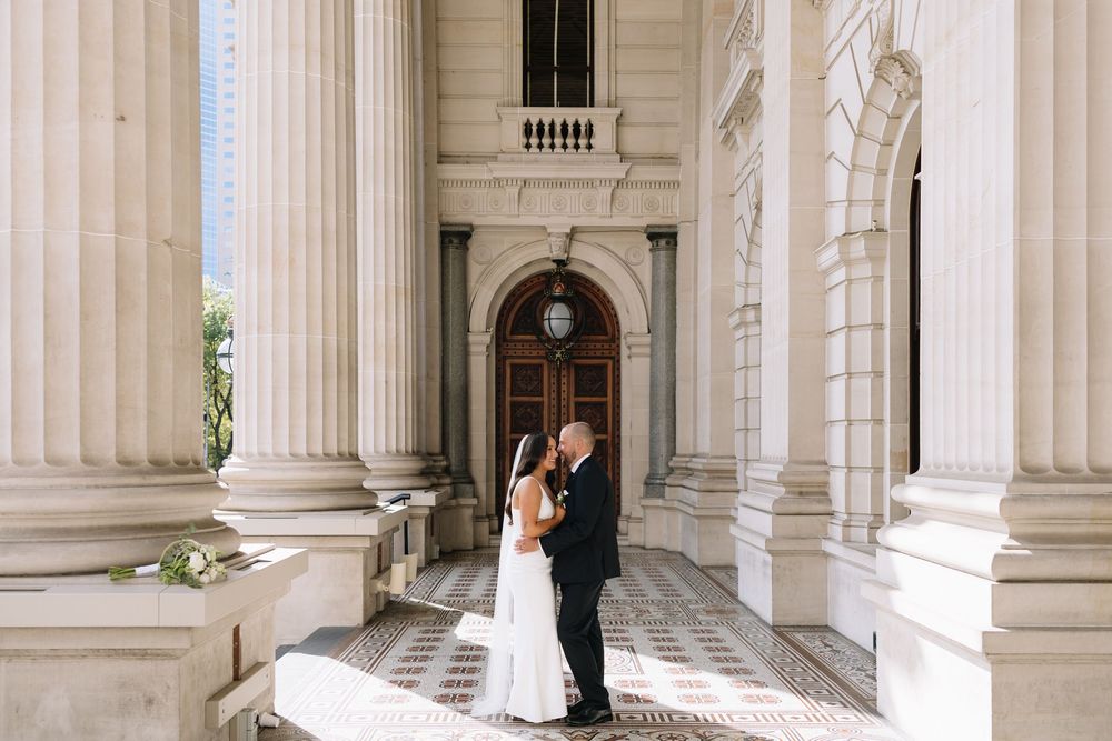 Candid and Editorial Wedding Photography at Parliament House in Melbourne City after a Wedding at the Old Treasury Building Registry