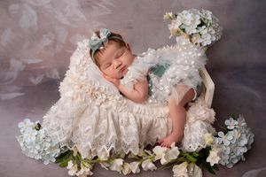 newborn baby in the bed in studio West Midlands