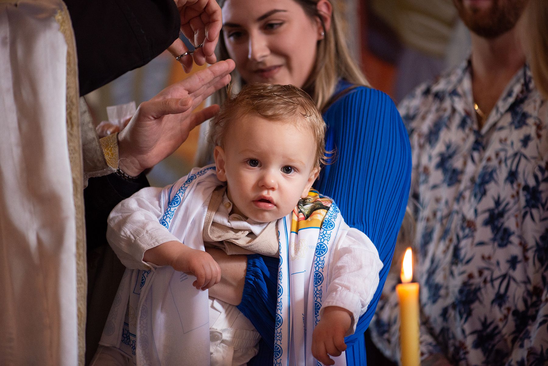 Tonsure of a baby boy being christening in a Greek Orthodox church - Kelly Chapman Photographer Perth