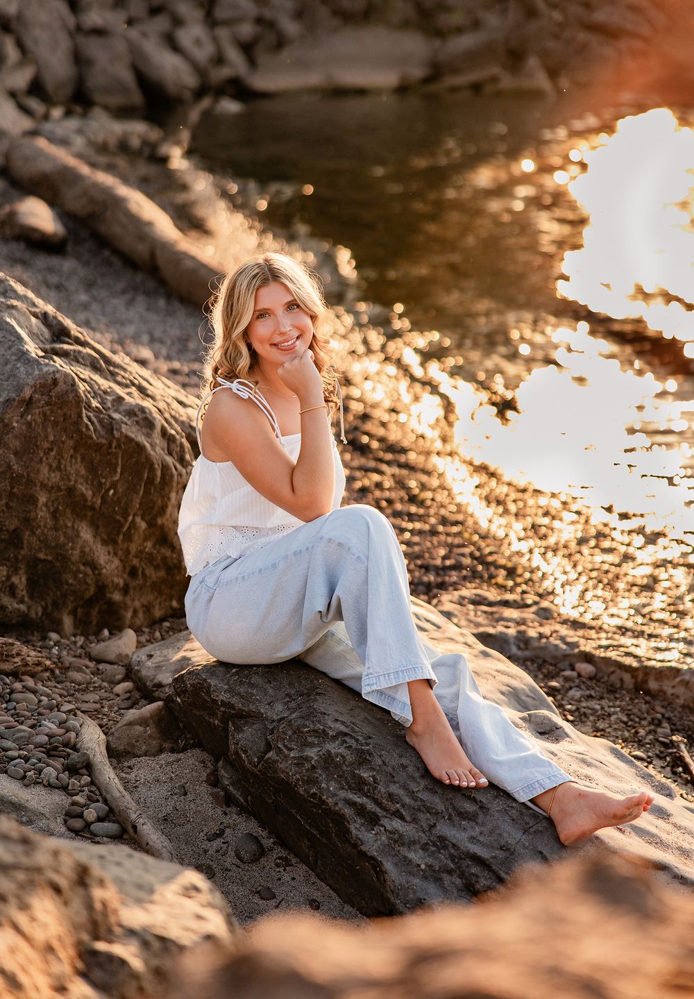 senior photography soccer last school year portrait Rochester NY Webster photographer girl Highschool graduation model lake sunset seniors