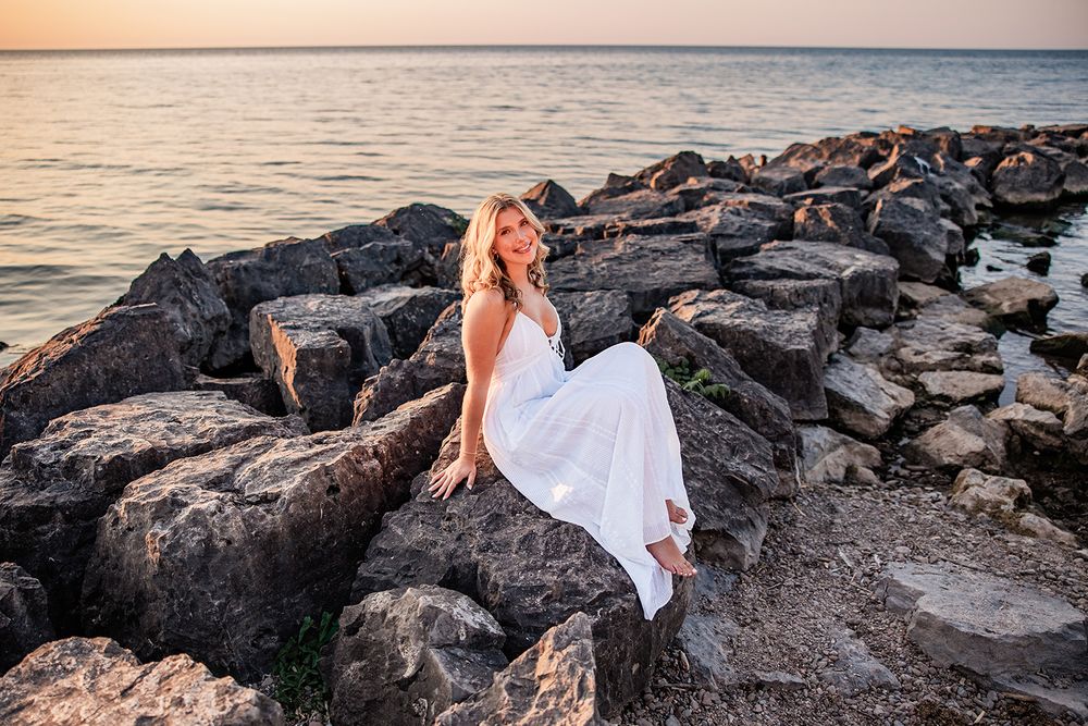 senior photography soccer last school year portrait Rochester NY Webster photographer girl Highschool graduation model lake sunset seniors