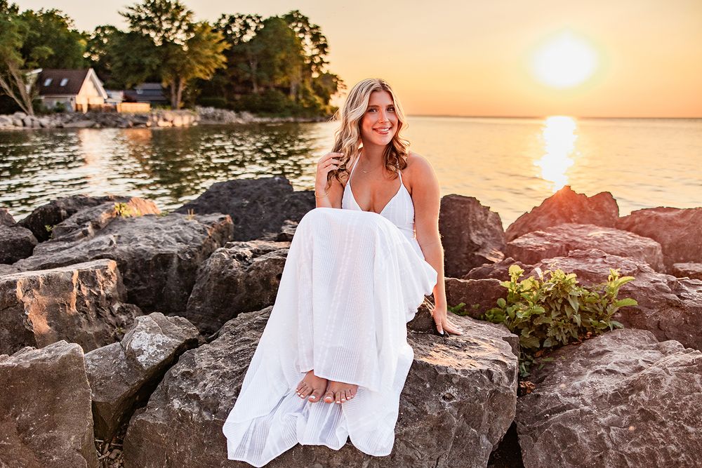senior photography soccer last school year portrait Rochester NY Webster photographer girl Highschool graduation model lake sunset seniors