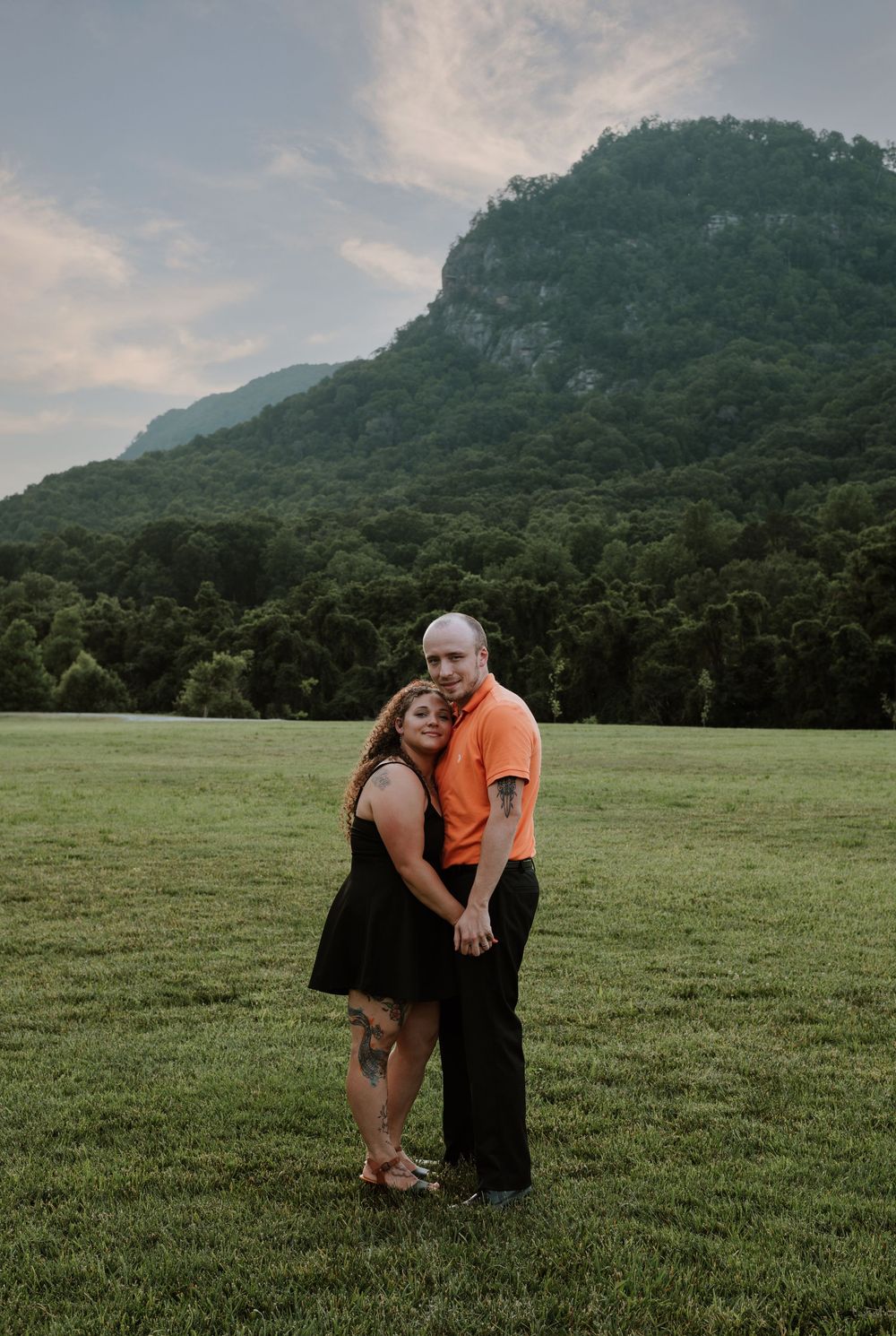 Family enjoying summer portrait session at Moses Cone Park, Lake Lure, NC.