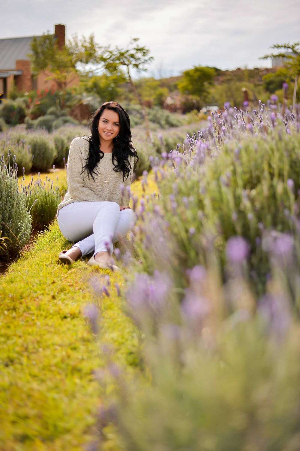 modelling photography in a field of lavender