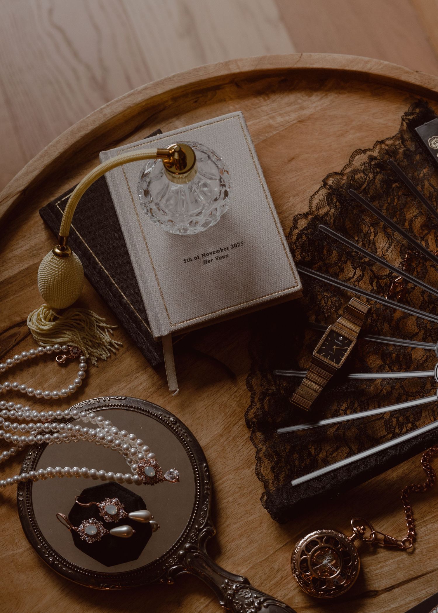 Detail shot and flat lay for moody Canmore wedding.