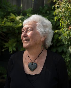 Portrait of an eighty year old Maori woman, her face turned to the sun