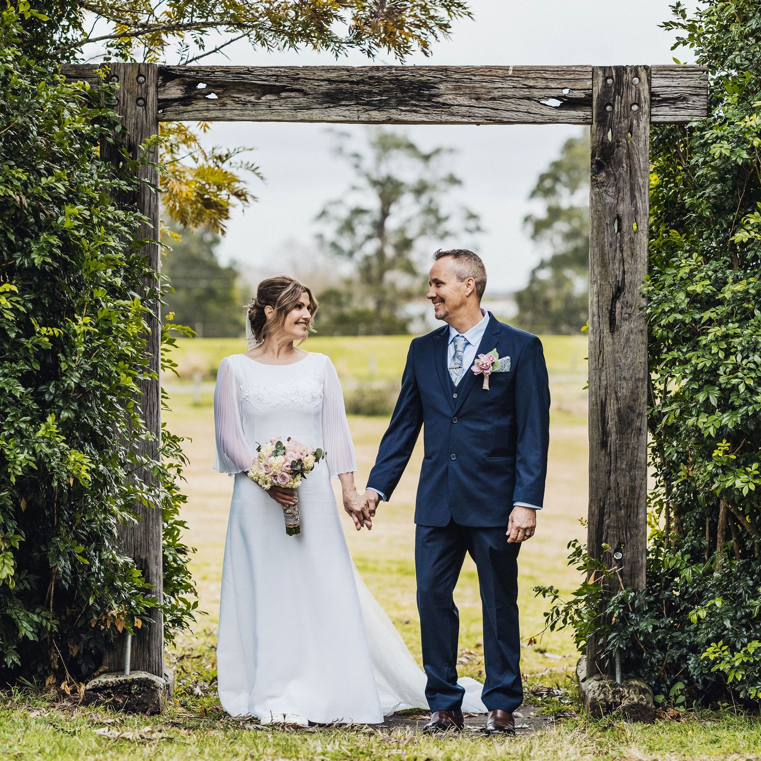 Bride and Groom in the afternoon light, Hunter Valley, by Adam West Wedding Photography.