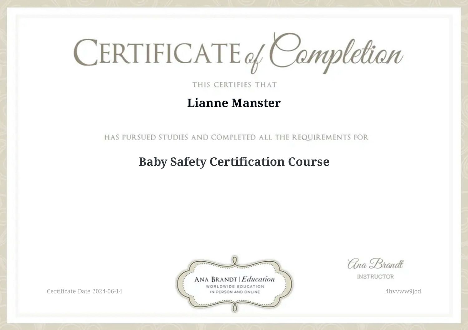 Baby Safety Certification