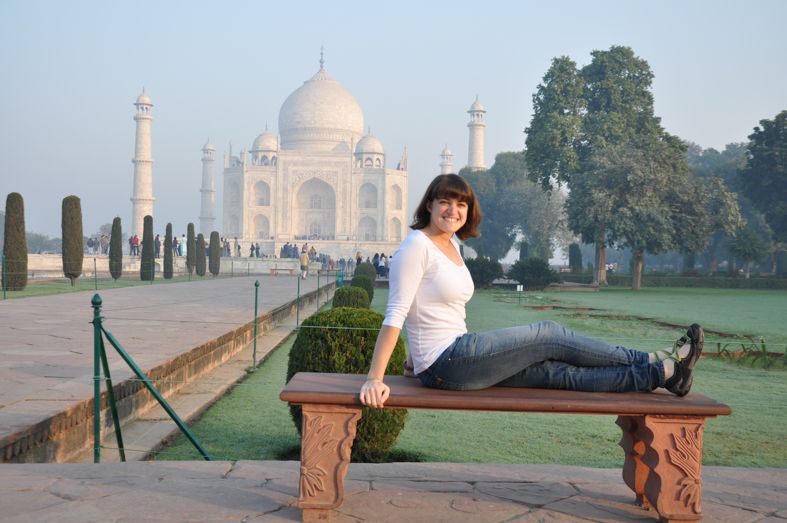 Leah Ramuglia is photographed at the Taj Mahal in Agra, India in 2011. This was her first trip to Asia, and it sure was Incredible India!