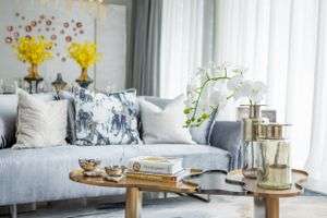 Interior photography, leaving area, coffee table, sofa, cushion, window screening