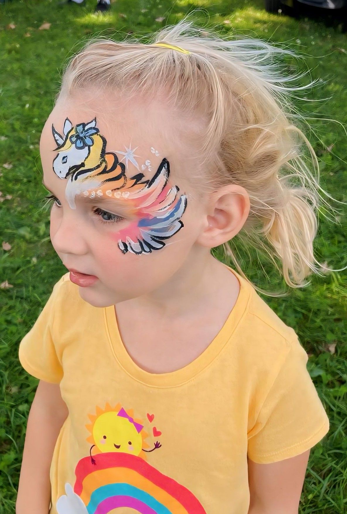 Face paint testimony of unicorn for church event in Plain City, OH.
