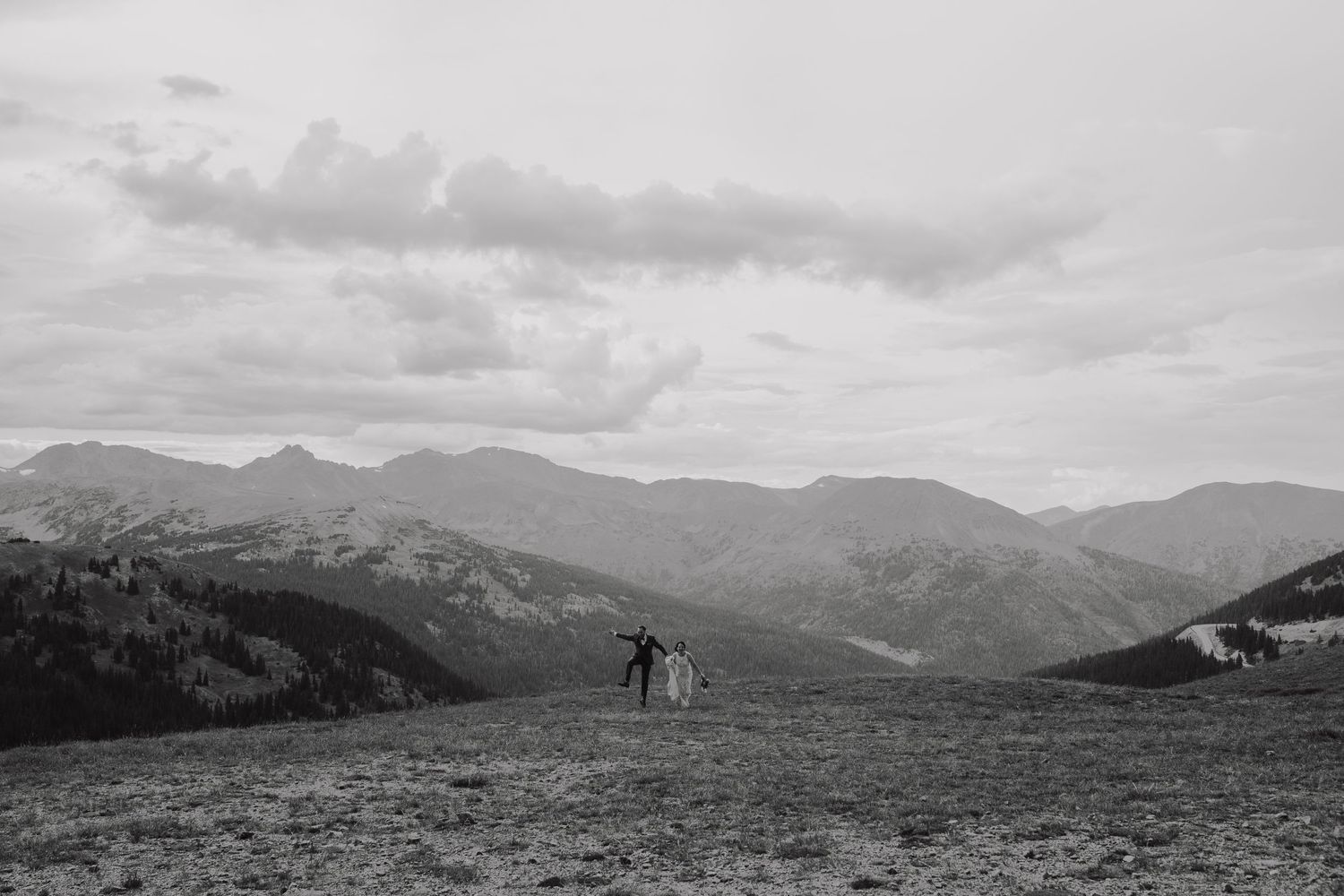 wide shot of Loveland Pass with a couple eloping