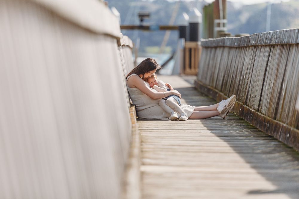 Britney and Alex Family and maternity session at Hannafords Jetty, Te Kouma, Coromandel