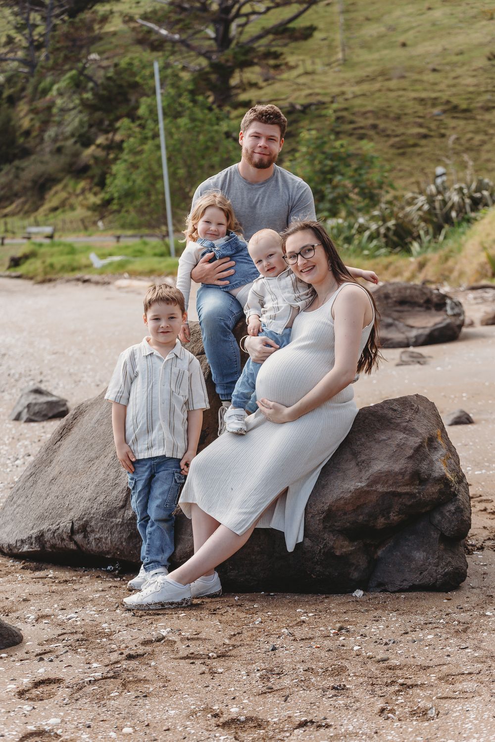 Britney and Alex beach family session at Heards Bay, Te Kouma, Coromandel