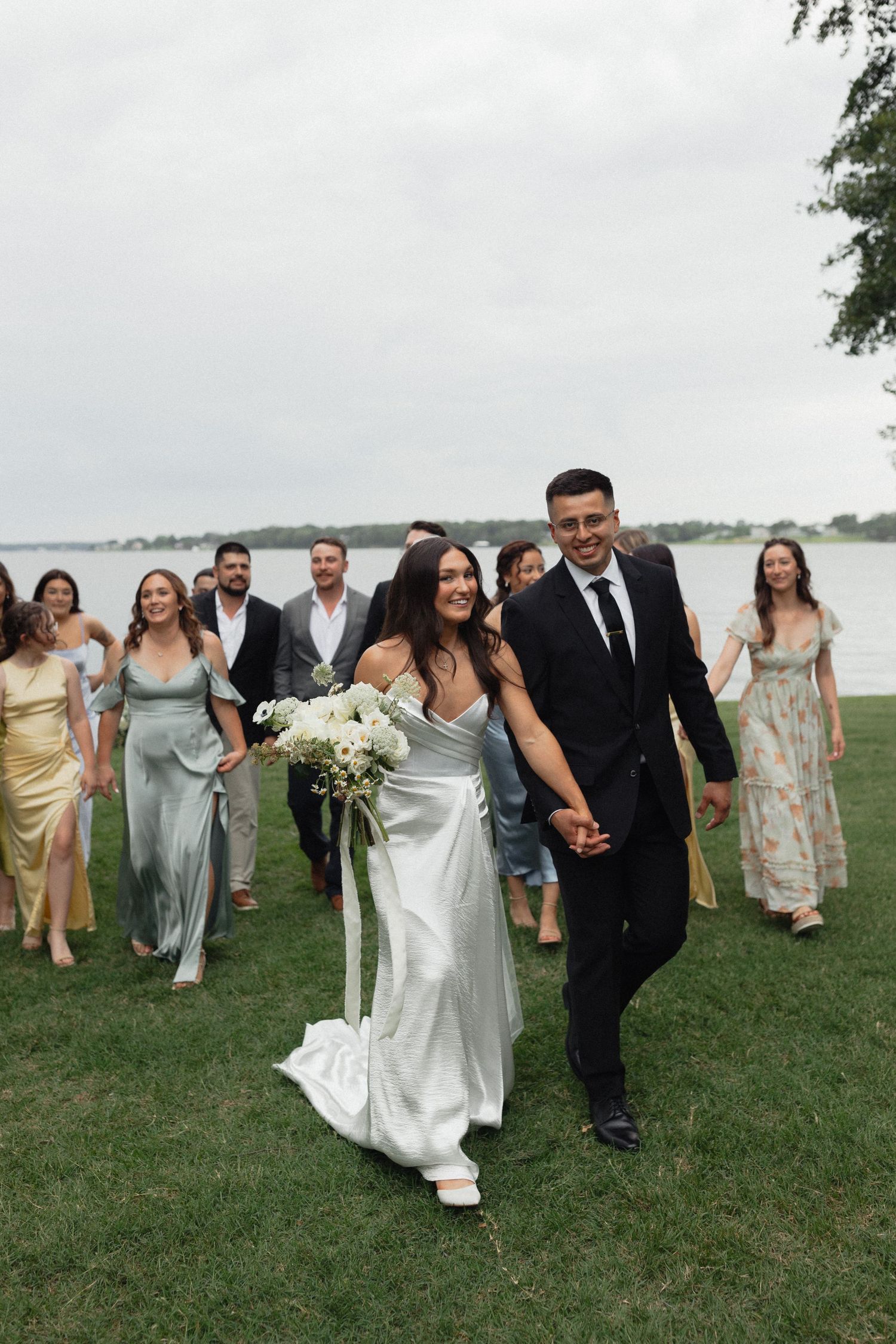 lakeside wedding with pastel color palette
