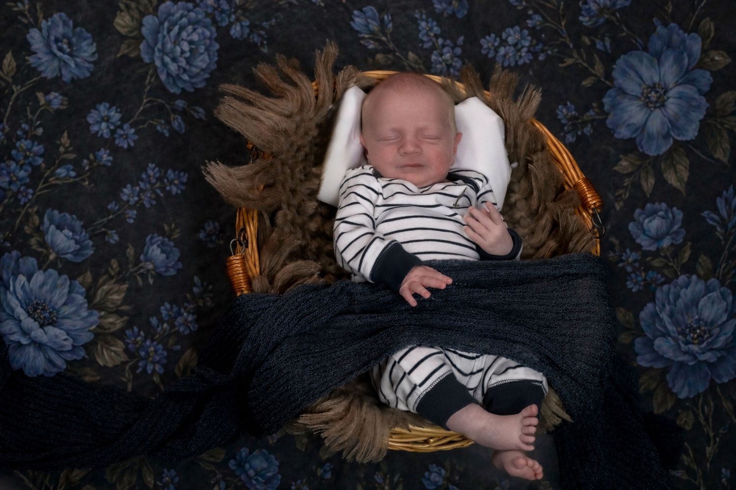 Cozy newborn photography setup in Nova Scotia
