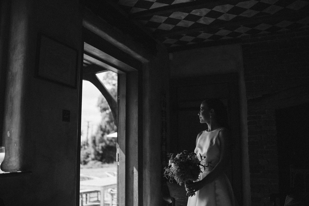 Bride getting ready with her bridesmaids before a Surrey wedding ceremony