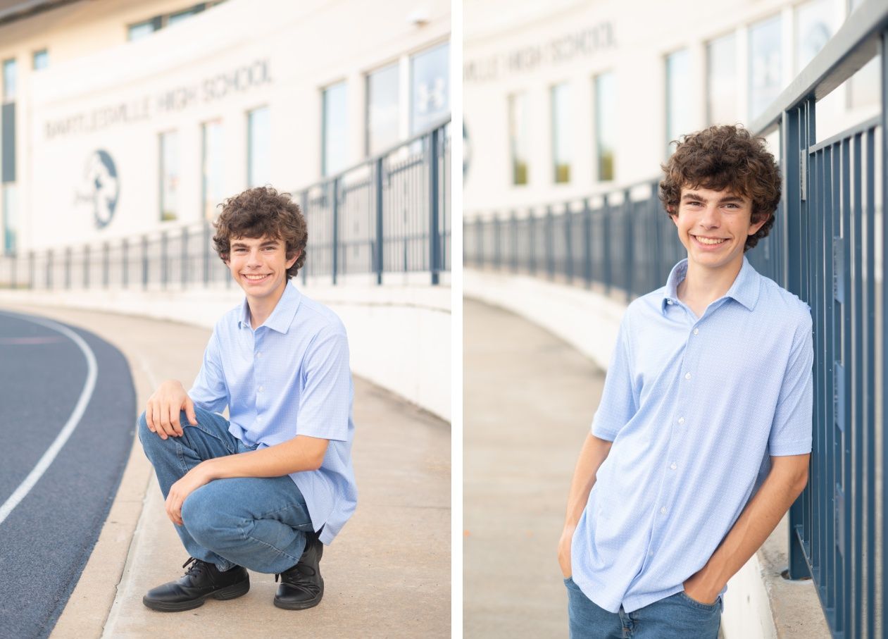 Senior Guy at Bartlesville High School BHS and Downtown by Bartlesville Senior Photographer Kristi Bray Photography