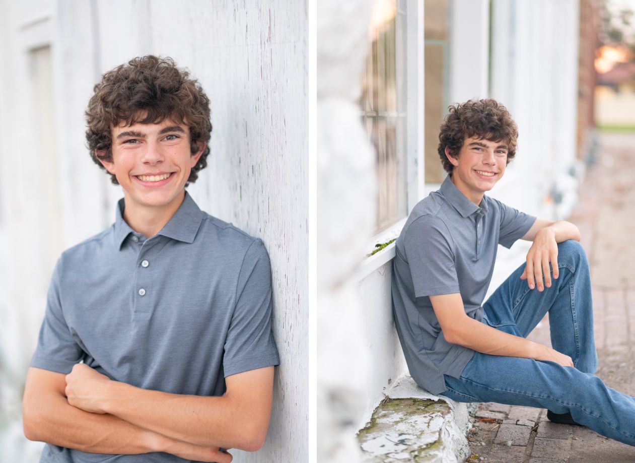 Senior Guy at Bartlesville High School BHS and Downtown by Bartlesville Senior Photographer Kristi Bray Photography