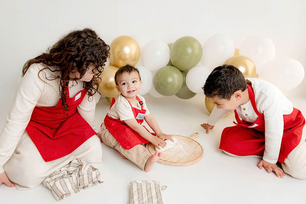 2nd birthday cake smash photography in Menifee on white backdrop.