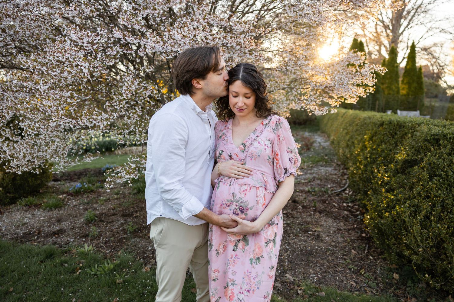 NJ maternity photographer. Soon to be parents. Photo taken at Ringwood Botanical Garden in Ringwood, NJ