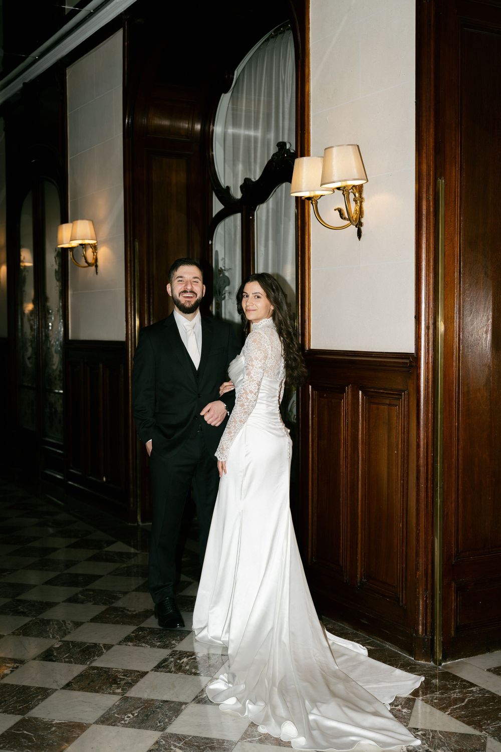 Elegant paris checkered floor wedding photos, paris cinematic wedding photos, paris editorial wedding photos, editorial paris wedding, film