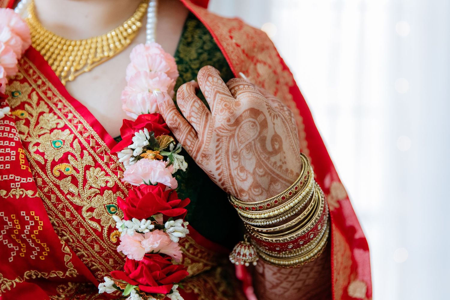 Close up of Indian bridal jewellery and accessories