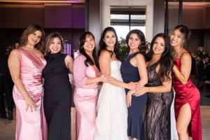 Bride with College Friend Group at the Club at Arrowcreek