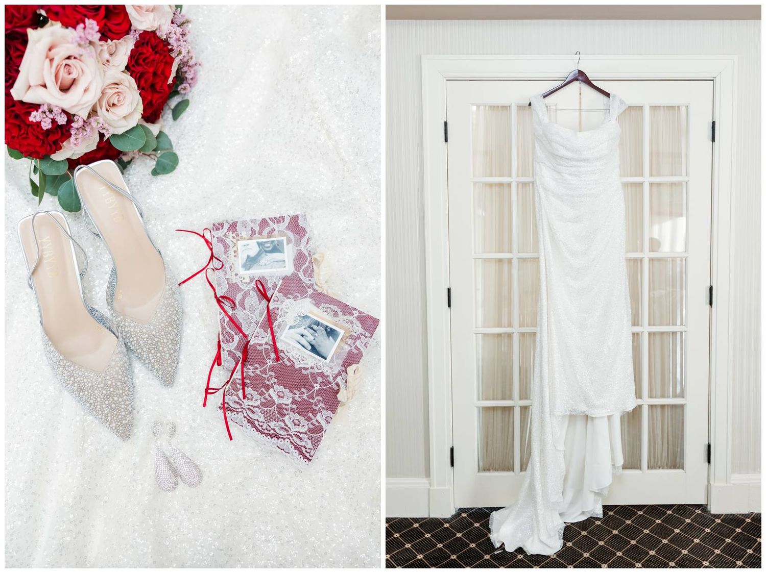 A romantic boudoir photography series in soft white tones featuring delicate lace and floral elements against light backgrounds.